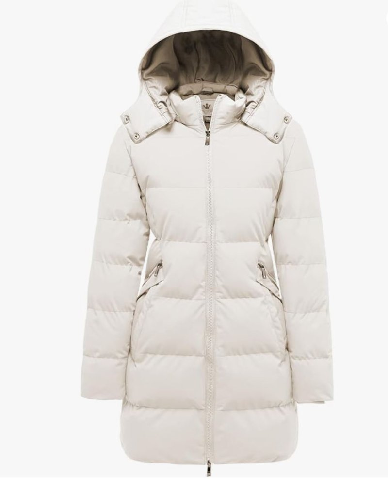 Wenven Women's Warm Thickened Parka Coat Winter Puffer Jacket with Removable Hood